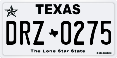 TX license plate DRZ0275