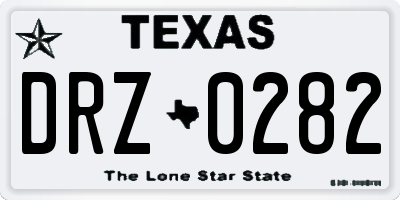 TX license plate DRZ0282