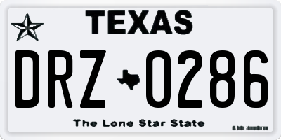 TX license plate DRZ0286