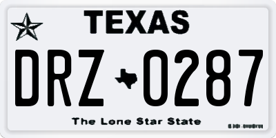 TX license plate DRZ0287