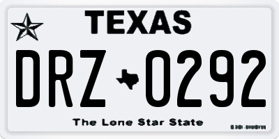 TX license plate DRZ0292