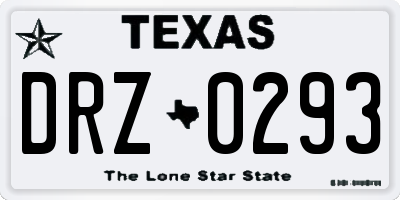 TX license plate DRZ0293