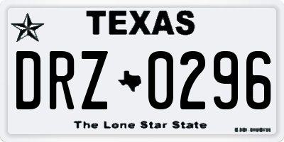 TX license plate DRZ0296