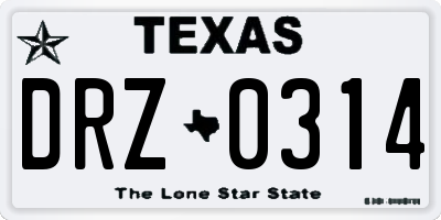 TX license plate DRZ0314