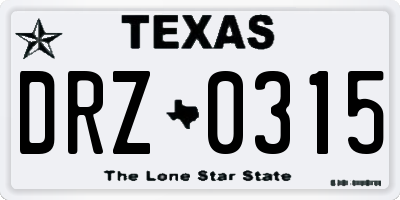 TX license plate DRZ0315