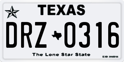 TX license plate DRZ0316