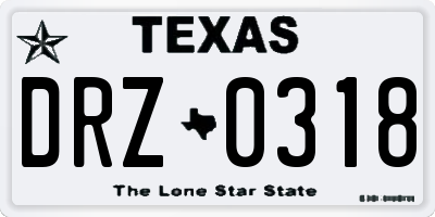 TX license plate DRZ0318