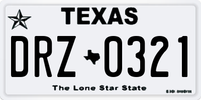 TX license plate DRZ0321
