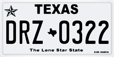 TX license plate DRZ0322
