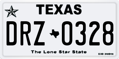 TX license plate DRZ0328