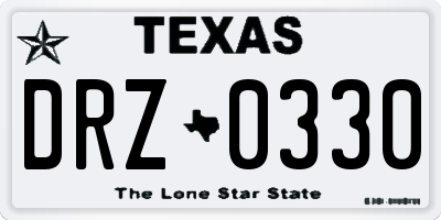 TX license plate DRZ0330