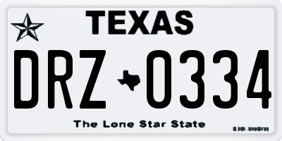 TX license plate DRZ0334