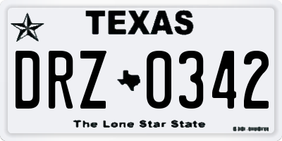 TX license plate DRZ0342