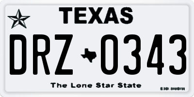 TX license plate DRZ0343