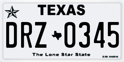TX license plate DRZ0345