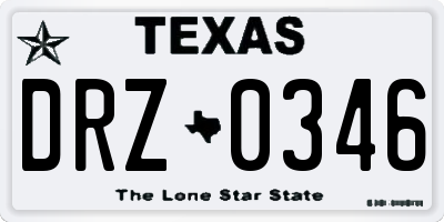 TX license plate DRZ0346
