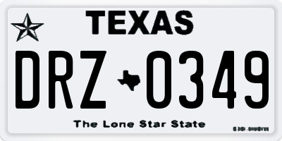 TX license plate DRZ0349