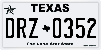 TX license plate DRZ0352