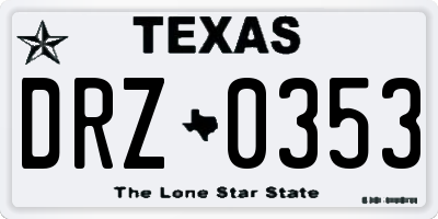 TX license plate DRZ0353