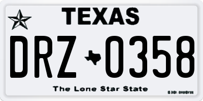 TX license plate DRZ0358