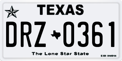 TX license plate DRZ0361