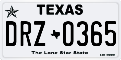 TX license plate DRZ0365