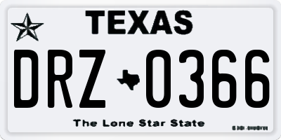 TX license plate DRZ0366