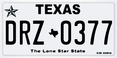 TX license plate DRZ0377