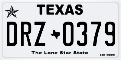 TX license plate DRZ0379
