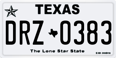 TX license plate DRZ0383