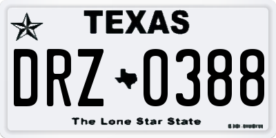 TX license plate DRZ0388