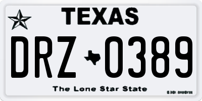TX license plate DRZ0389