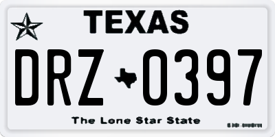 TX license plate DRZ0397