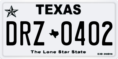 TX license plate DRZ0402
