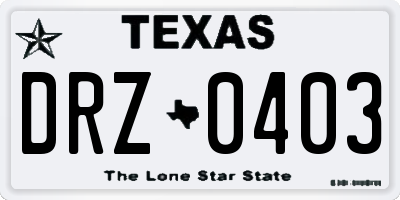 TX license plate DRZ0403