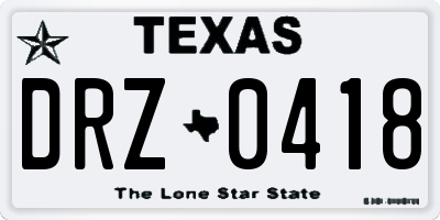 TX license plate DRZ0418