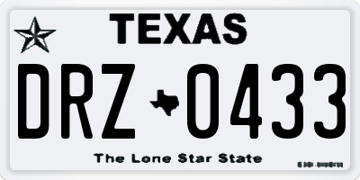 TX license plate DRZ0433