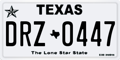TX license plate DRZ0447