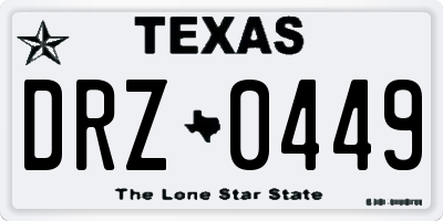 TX license plate DRZ0449