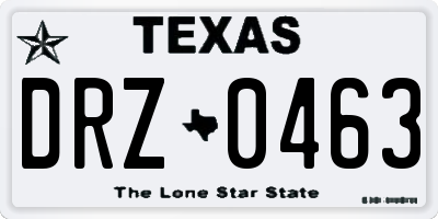 TX license plate DRZ0463