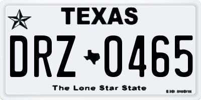 TX license plate DRZ0465