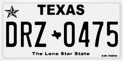 TX license plate DRZ0475