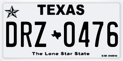 TX license plate DRZ0476
