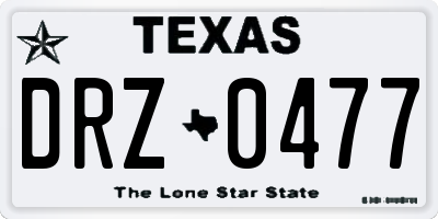 TX license plate DRZ0477