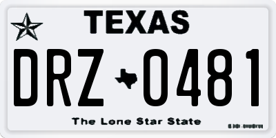 TX license plate DRZ0481