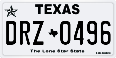 TX license plate DRZ0496