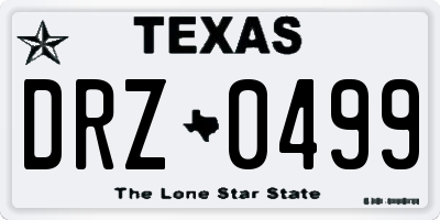 TX license plate DRZ0499