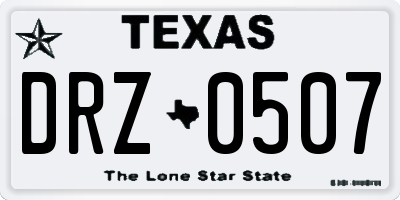 TX license plate DRZ0507