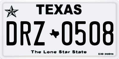 TX license plate DRZ0508