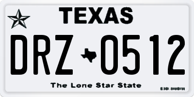 TX license plate DRZ0512